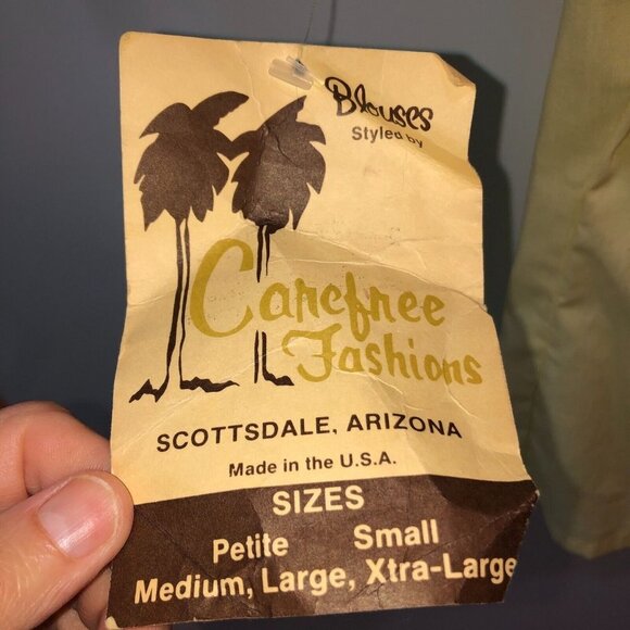 New Vintage Carefree Fashions XS Yellow Ruffle Lace Off The Shoulder Boho Blouse - Picture 7 of 11